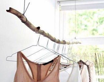 Boho Clothing Rack - Driftwood Branch Clothes Hanger - Retail Driftwood Rod