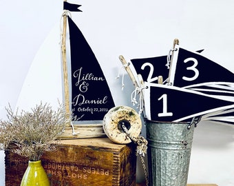 Custom Pennant Flags - 6 Wedding Centerpiece Flags - Wedding Table Number Flags - Wedding Table Marker