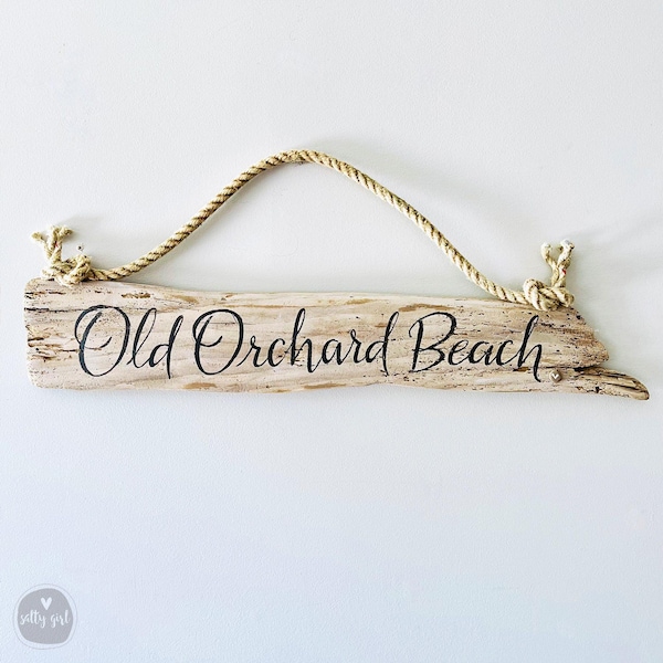 Letrero personalizado de madera flotante con colgador de cuerda – Decoración rústica costera pintada a mano