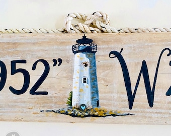 Custom Driftwood Sign with Graphics - Personalized Sign with Fishing Rope Hanger - Hand Painted Wooden Sign - Coastal Decor