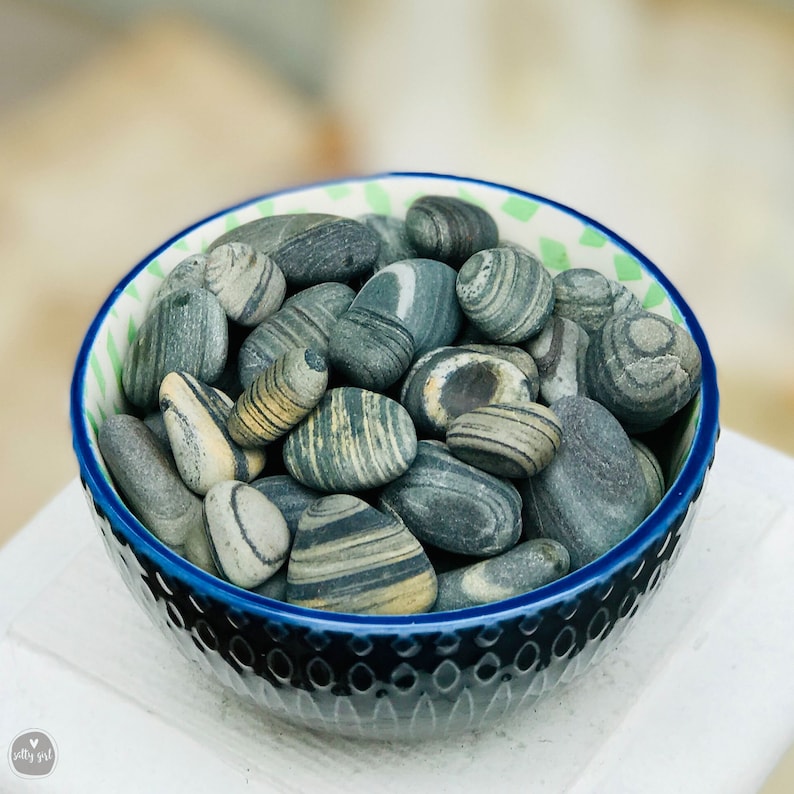 Maine Beach Stones 12 Multi Striped Rocks 1 1.5 Zen Stones Home Decor Striped Stones Smooth Stones Maine Beach Rocks image 2