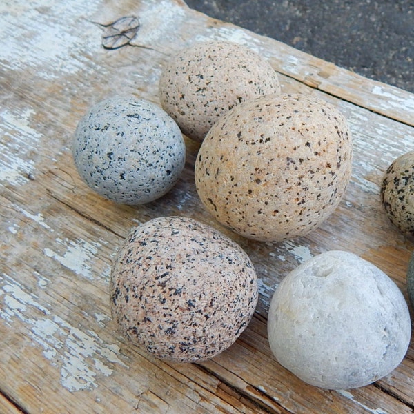 Round Beach Stones - 5 Maine Snowball Rocks .75 - 2"
