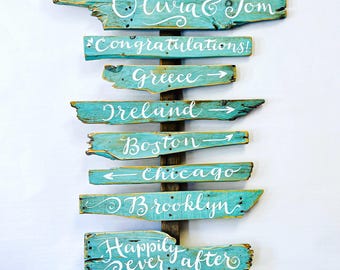 Custom Driftwood Stacking Sign, Beach Wedding Directional Decor, Coastal Keepsake