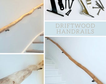Driftwood Handrail  2FT -16FT - Driftwood Branch Stair Railing with Hardware - Unique Stair Railing