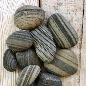 Maine Beach Stones 12 Multi Striped Rocks 1 1.5 Zen Stones Home Decor Striped Stones Smooth Stones Maine Beach Rocks image 9