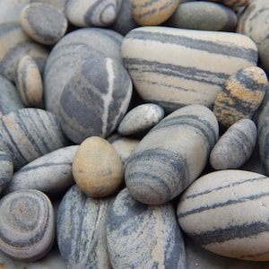 Maine Beach Stones 12 Multi Striped Rocks 1 1.5 Zen Stones Home Decor Striped Stones Smooth Stones Maine Beach Rocks image 10