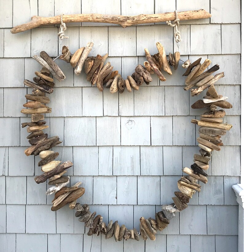 Hanging Driftwood Heart 42 Driftwood Wall Art Home Etsy