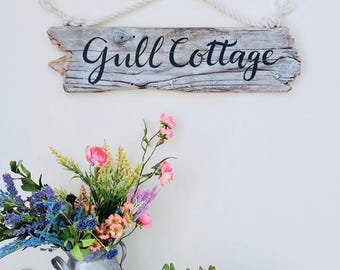 Custom Hand-Painted Driftwood Sign – Beach House Decor