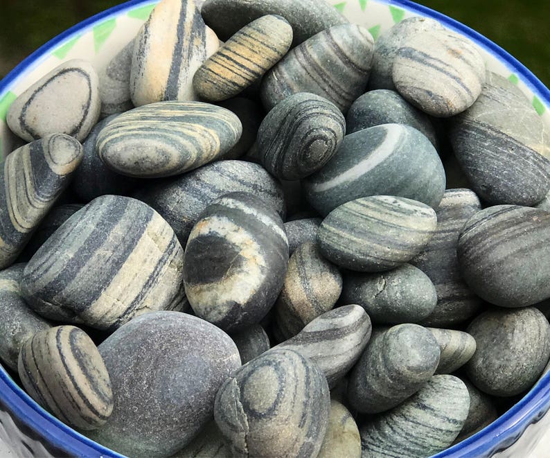 Beach Stones 20 Multi Striped Maine Beach Stones .50 Etsy