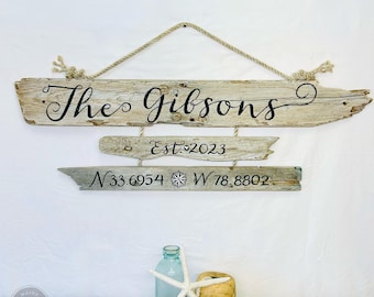 Hanging Signs | 3 Personalized Driftwood Signs | Wedding Sign | Rustic Home Decor | Coastal Established Family Sign