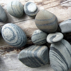 Striped Lightweight Rocks Coastal Decor Stones - 20 Multi Striped Beach Stones .75