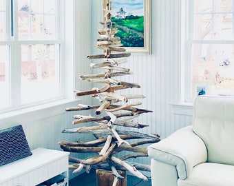 7 FT Driftwood Christmas Tree - Maine Made Life Size Wood Tree