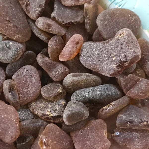 Maine Sea Glass - Bulk Sea Glass Browns and Rusts 6oz. - Diy Crafts, Maine Beach Glass, Holiday Crafts, Brown Sea Glass