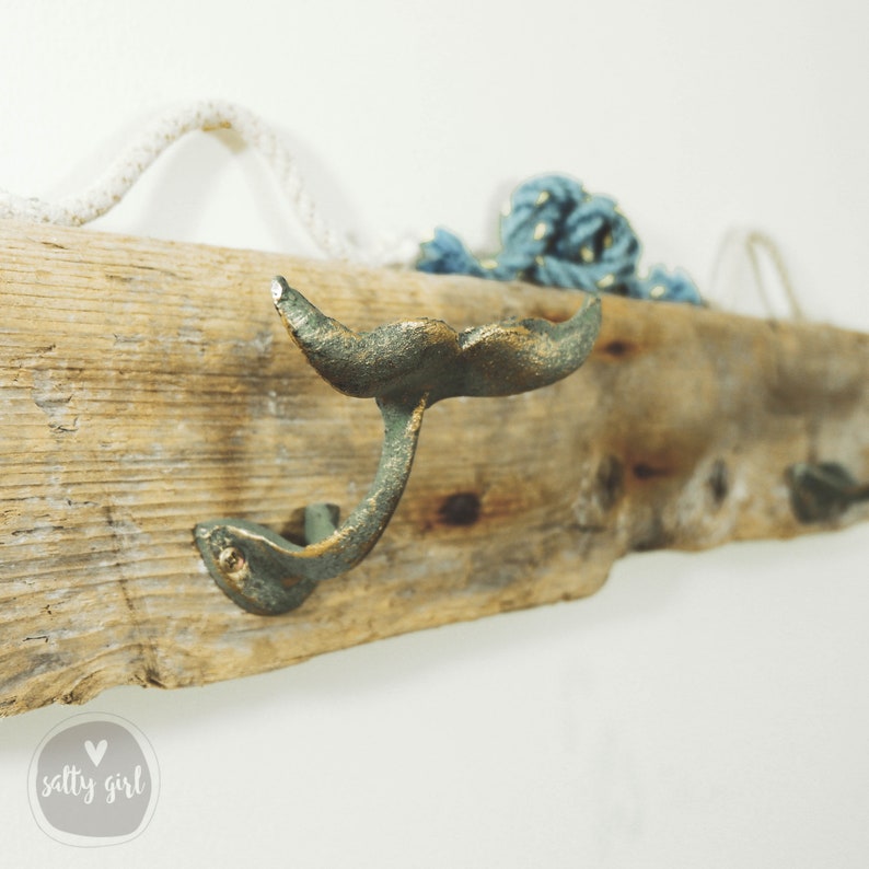 MaineSaltyGirl Whale Tail Driftwood Wall Rack - Thumbnail 5