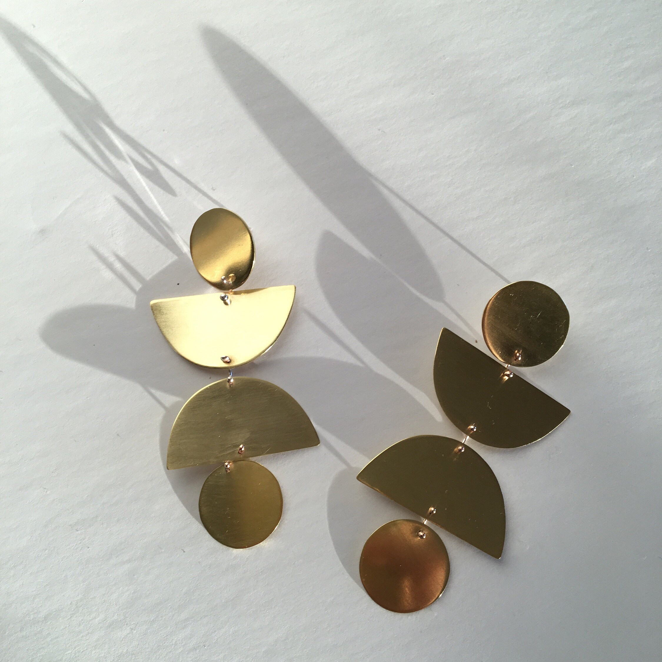 Geometric Brass Dangle Statement Earrings // Modern Brass | Etsy