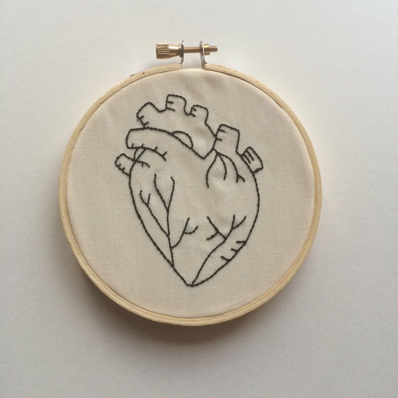 Human Heart Embroidery in Hoop Etsy