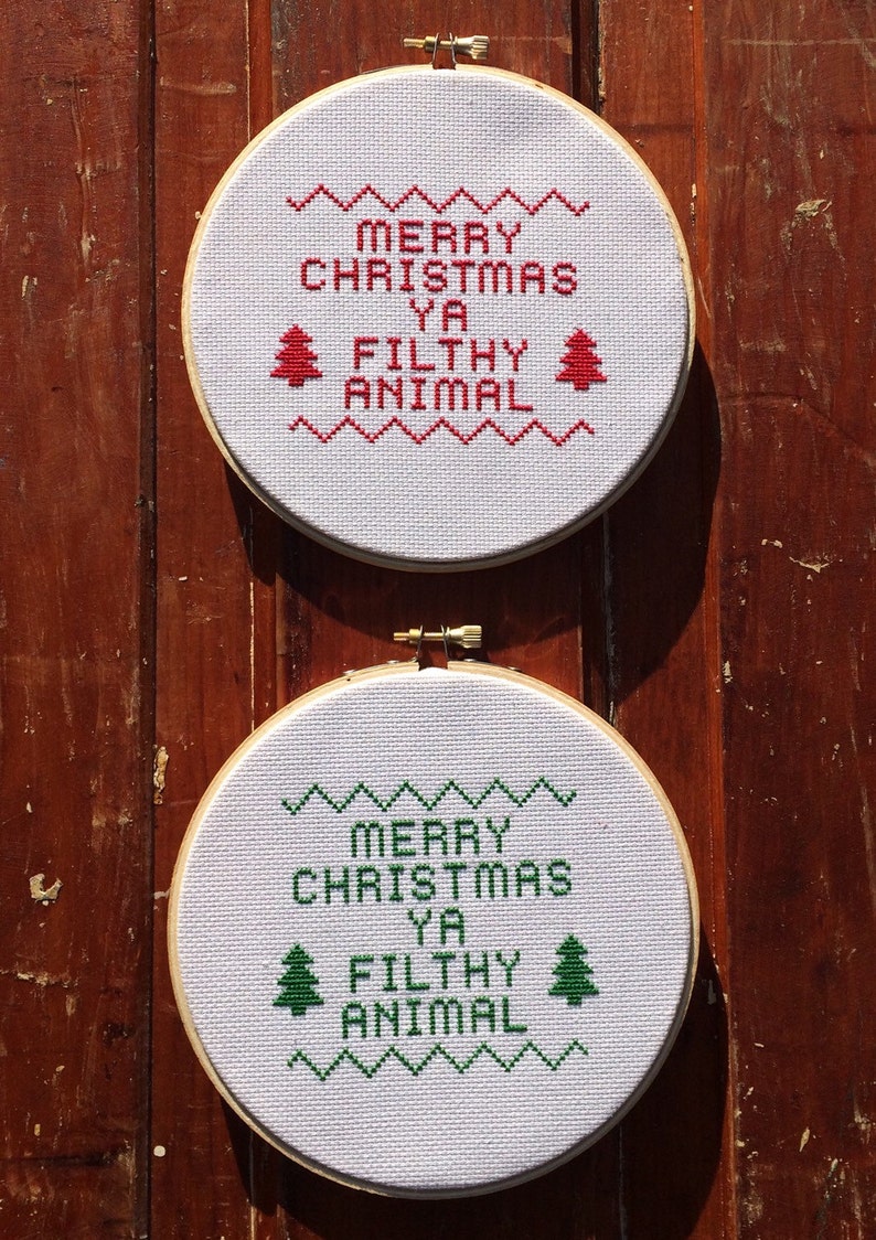 Merry Christmas Ya Filthy Animal Cross Stitch | Etsy