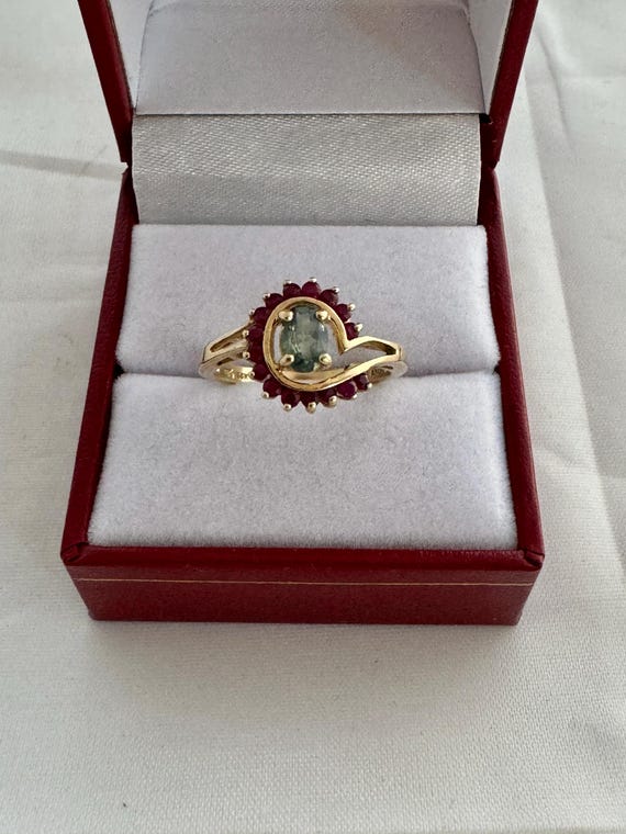 14K Solid Gold 16 Genuine Ruby Topaz Gemstones Be… - image 6