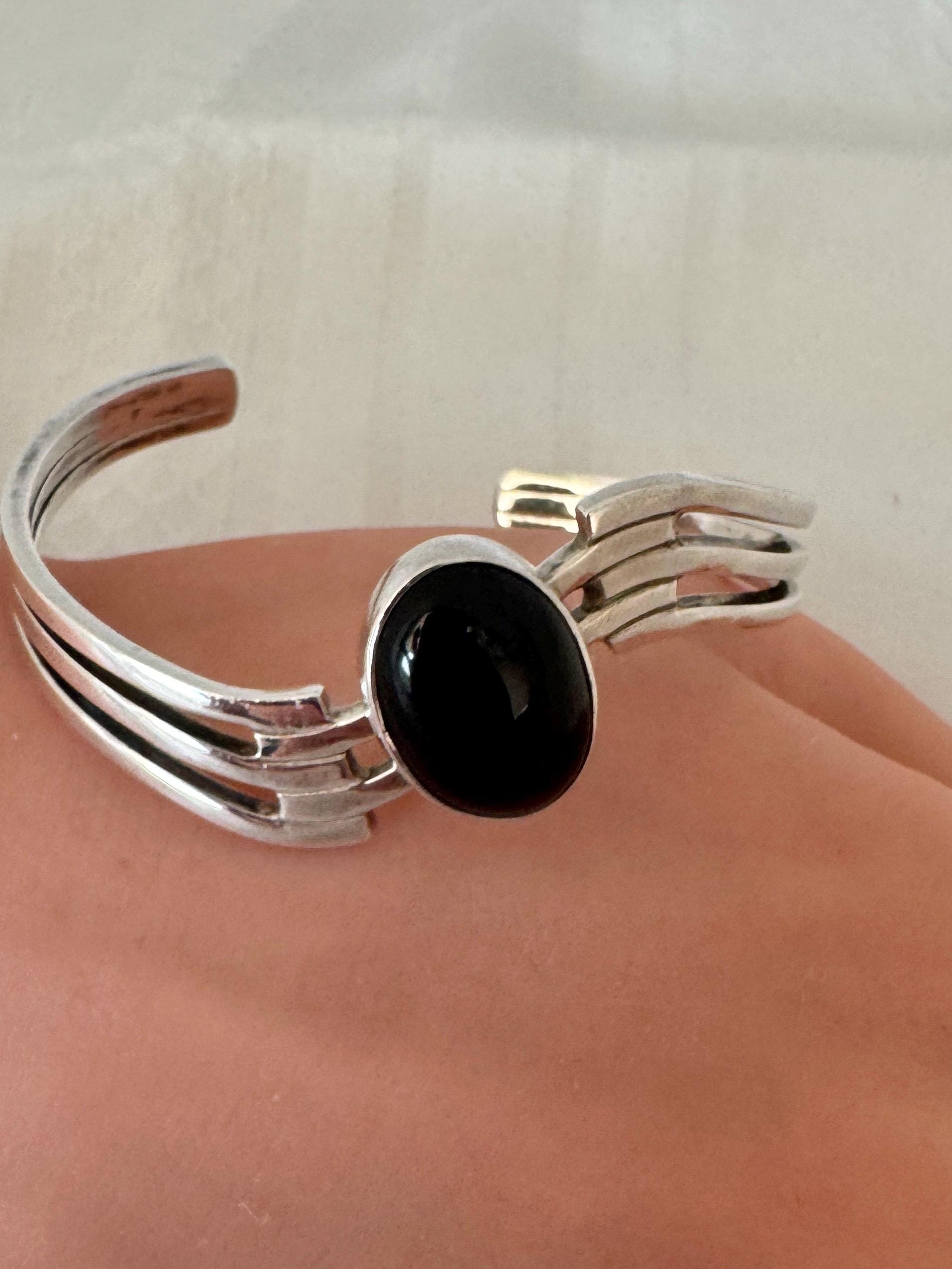 Silver Onyx Vintage Mexico Cuff Bracelets - Etsy