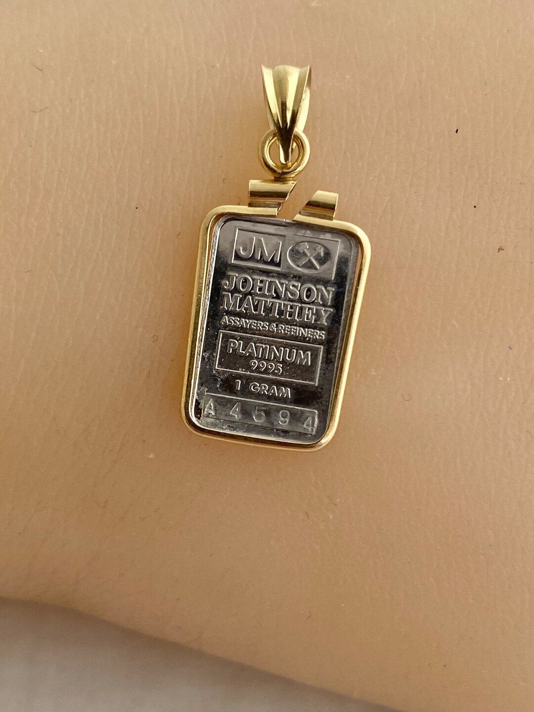 Johnson Matthey Platinum JM Bar 1.8 Gram With 14k Yellow Gold Bezel ...