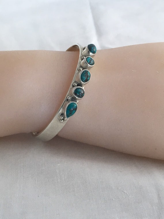 Unique Native American Navajo Lapis+ Sterling Silver Bracelet Signed Sharon Sandoval Unique Native American Navajo Lapis+ Sterling Silver Bracelet Signed Sharon Sandoval