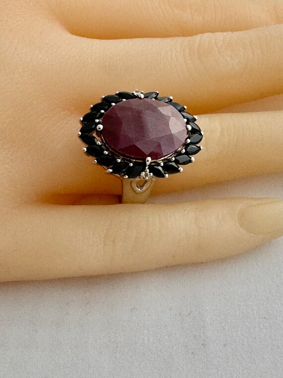 Faceted Ruby Oval Agate Black Spinel Marquise Cut… - image 1