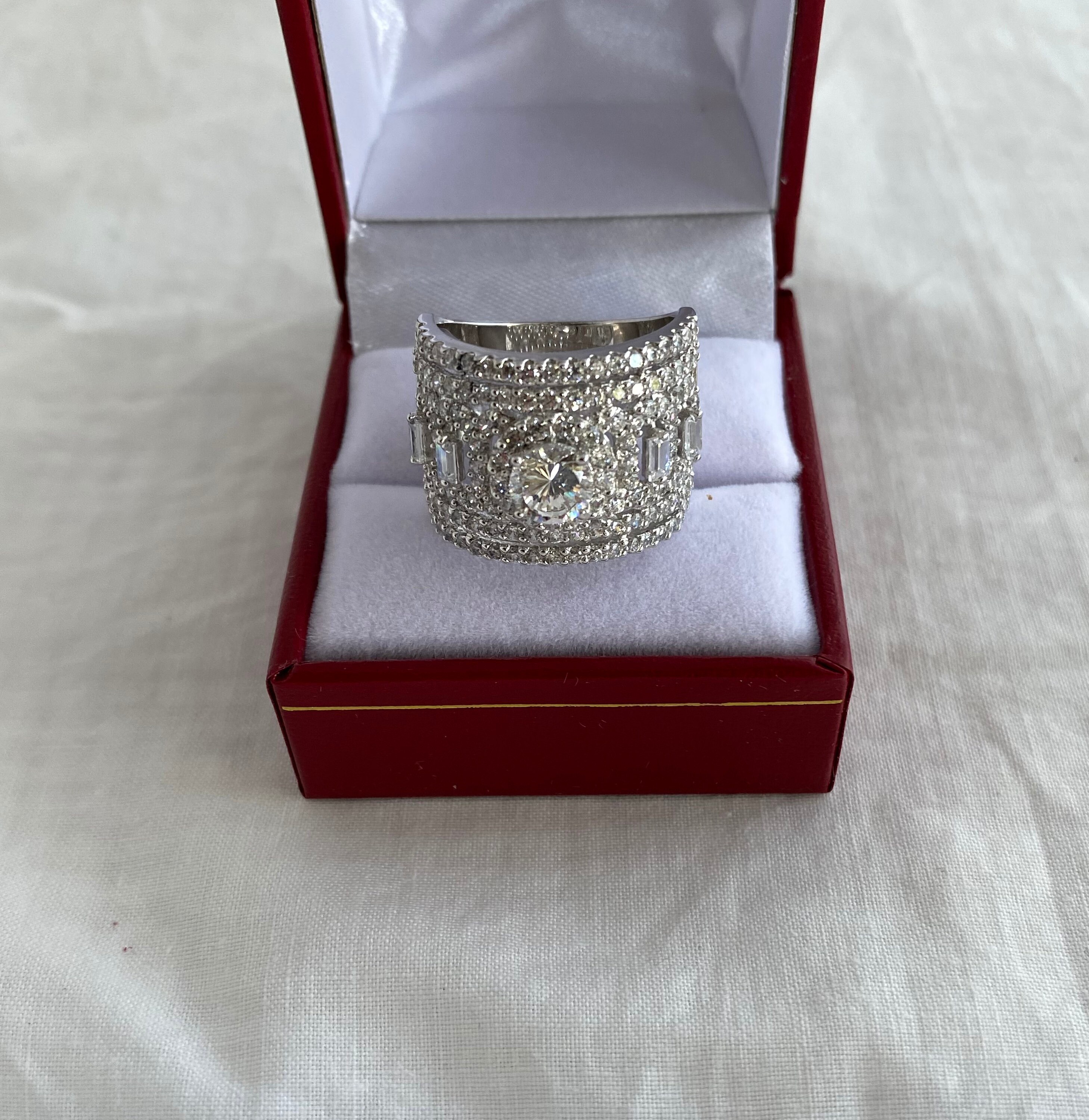 Bella Luce Wide Cigar Band Exquisite Unique Ring CZ 925 Sterling