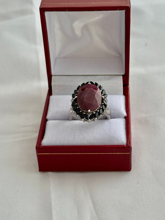 Faceted Ruby Oval Agate Black Spinel Marquise Cut… - image 5