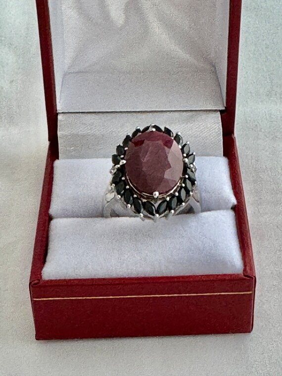 Faceted Ruby Oval Agate Black Spinel Marquise Cut… - image 6