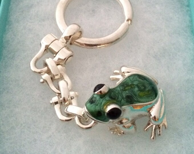 Rare Authentic Tiffany & Co Enamel Green Sparkles Body Frog With