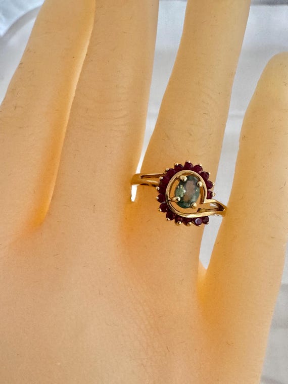 14K Solid Gold 16 Genuine Ruby Topaz Gemstones Be… - image 8