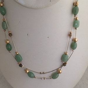 Genuine Aventurine Sectional Beaded Double Snake Chain Sterling Silver ...