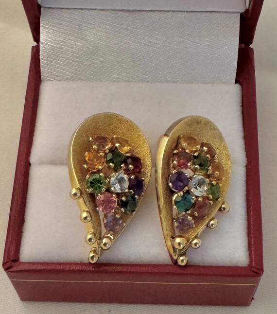 18K Solid Gold Exquisite Heirloom Multi Color 22 … - image 2