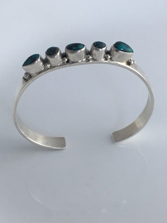 Unique Native American Navajo Lapis+ Sterling Silver Bracelet Signed Sharon Sandoval Unique Native American Navajo Lapis+ Sterling Silver Bracelet Signed Sharon Sandoval