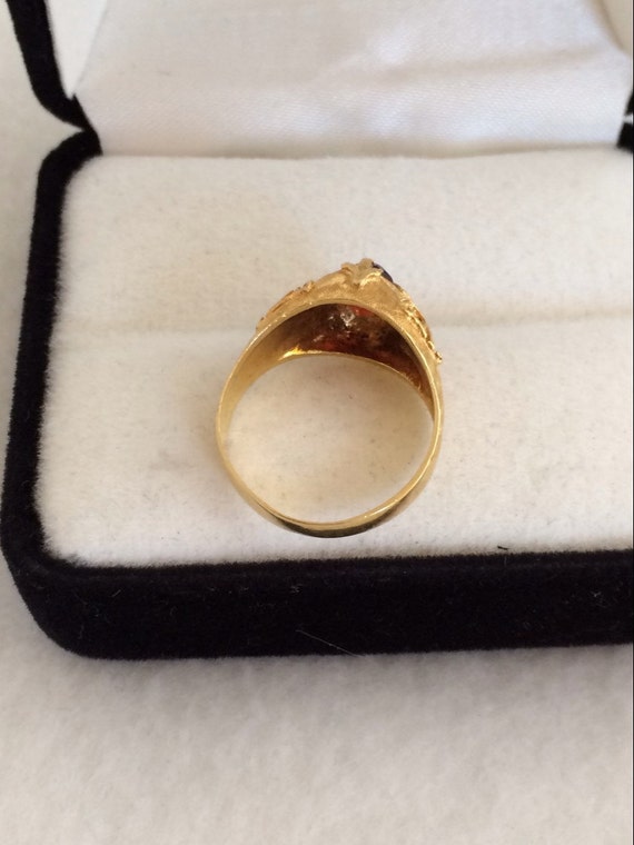 18K Solid Gold Garnet Gemstone 750 Gold Ring Fluer De Lis | Etsy
