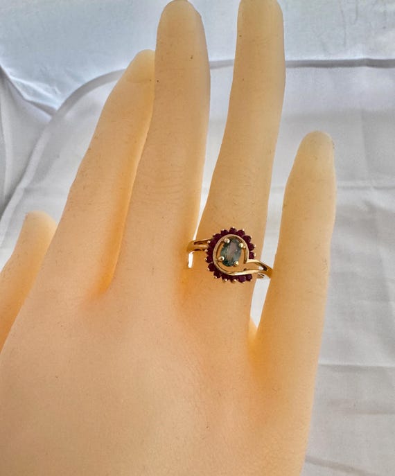 14K Solid Gold 16 Genuine Ruby Topaz Gemstones Be… - image 3