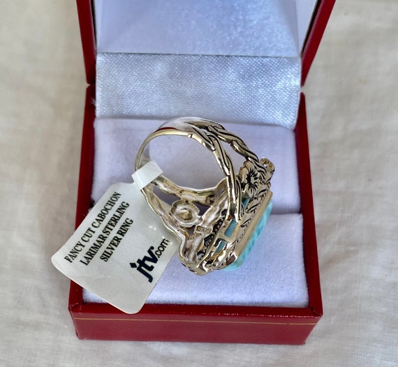 Larimar Dome Rectangular Cabochon 925 Sterling Si… - image 4