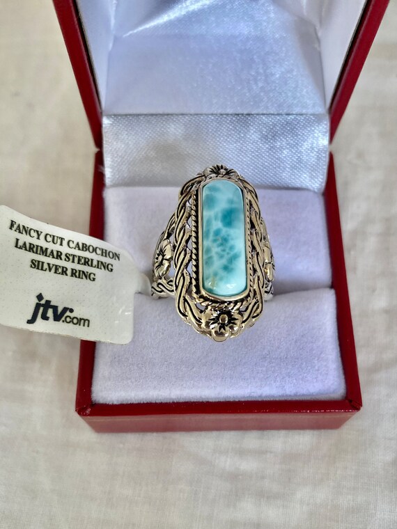 Larimar Dome Rectangular Cabochon 925 Sterling Si… - image 6