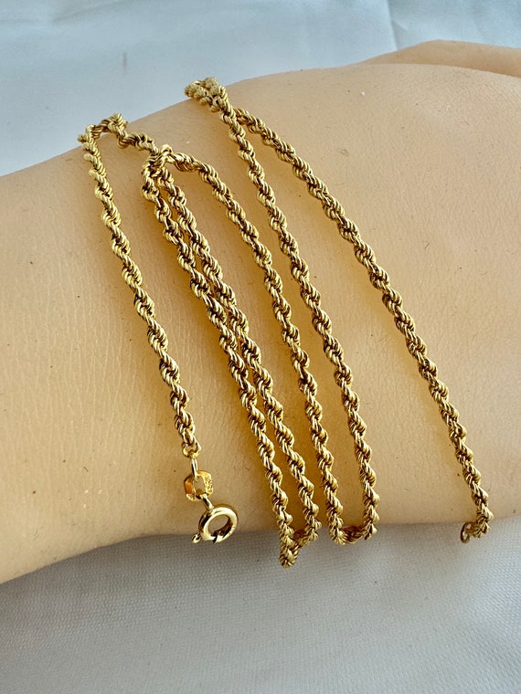 10K Gold Rope Link Chain Lightweight Vintage Neck… - image 4
