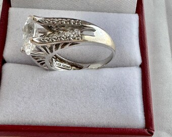 14K Solid White Gold Fancy Marquise Cubic Zirconia CZ