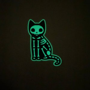 GLOW in the DARK Skele Kitty Vinyl Sticker Die Cut image 3