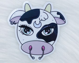 Space Cow Vinyl Sticker Die Cut | Holographic Foil