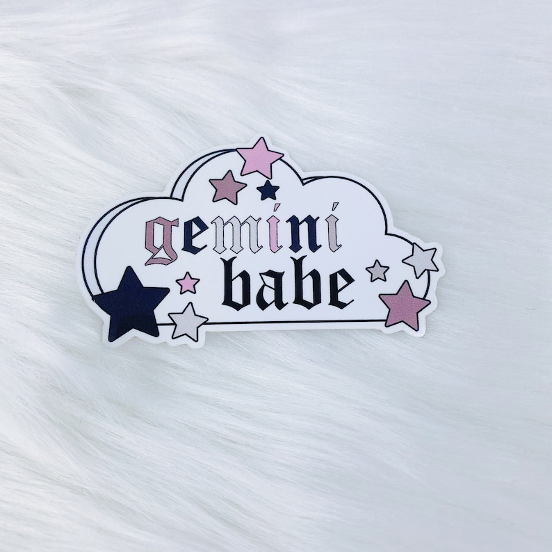 Gemini Babe Zodiac Cloud Vinyl Sticker Die Cut image 1