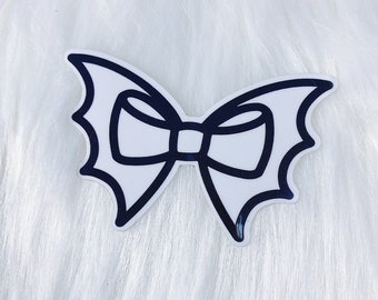 Black Bat Bow CLEAR Vinyl Sticker Die Cut