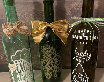 St Patrick’s Day Gnome Wine Bottle Light