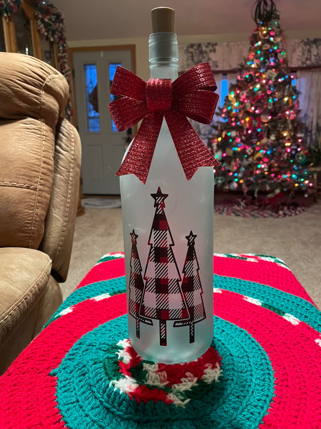 Christmas Wine Bottle Lights Etsy