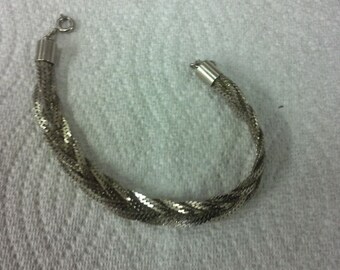 Vintage Sterling Silver Braided Statement Bracelet 7-1/2"long 10mm wide 9.25