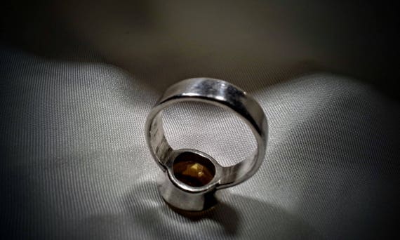 Vintage Sterling Silver Citrine Ring, Faceted Sto… - image 10