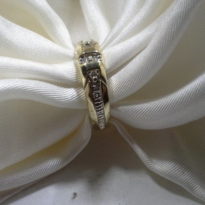 Vintage 14k Solid Yellow Gold And Diamond Men's Wedding Band 4 Small Stone And Accents Size 8 1/4 weighs 4.7 grams 5.22 mm wide image 7