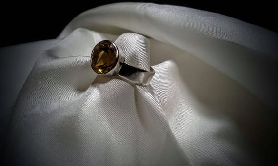 Vintage Sterling Silver Citrine Ring, Faceted Sto… - image 6